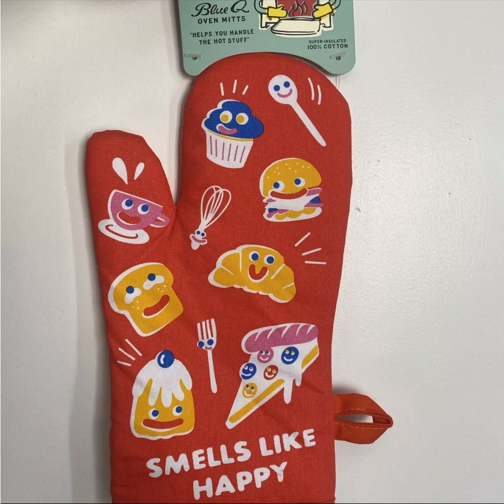 NWT Blue Q Oven Cook Baker Baking Orange Mitt - “Smells Like Happy”